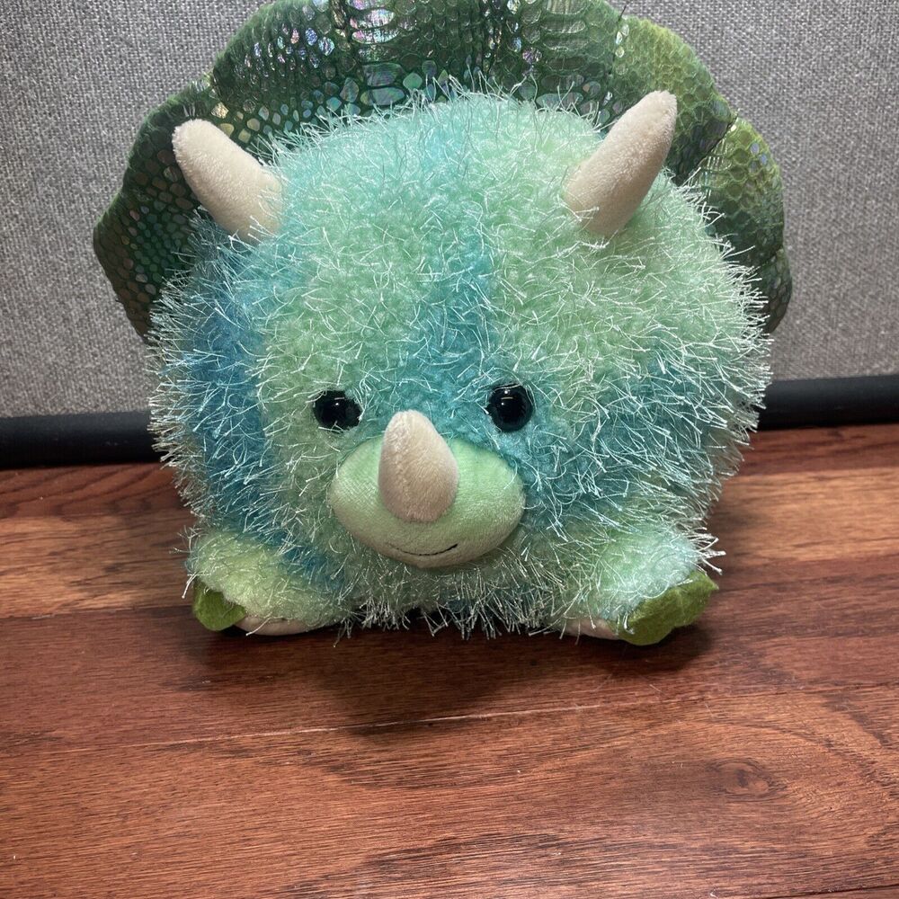 1616 Holdings Inc Dinosaur Plush Stuffed Animal Toy Green Blue Cream Round Ball